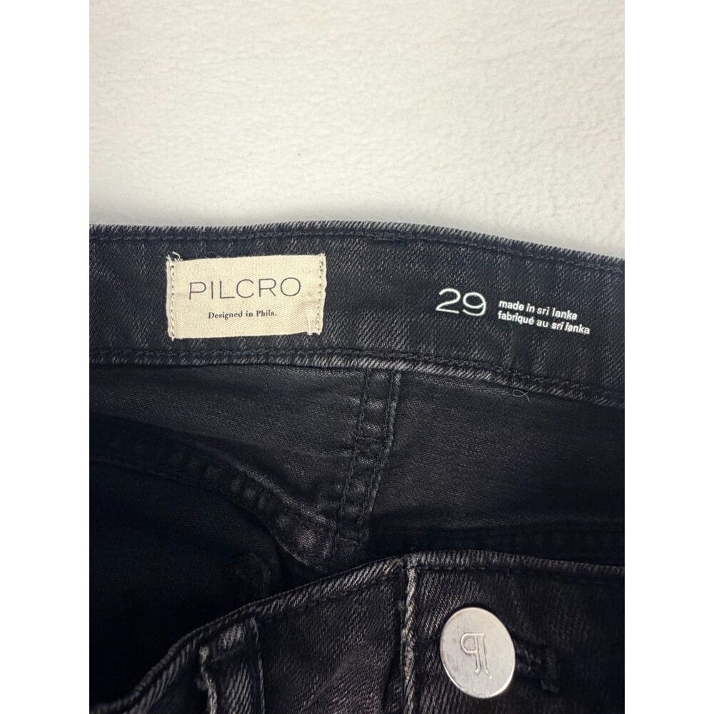 Pilcro Anthropologie Black Wide Leg Crop Jeans Women's High Rise Utility Denim - Picture 3 of 7
